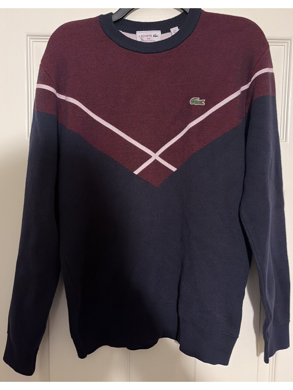 Lacoste Heavy Knit Sweater Men’s Size FR 5 - Men’s Large Navy/Burgundy Clean!!
